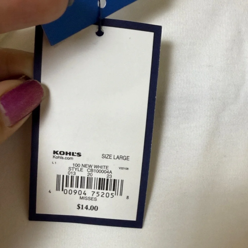 NWT Croft & Barrow White Pima Cotton Tee Sz L Classic Minimalist Wardrobe Basic - Picture 5 of 10